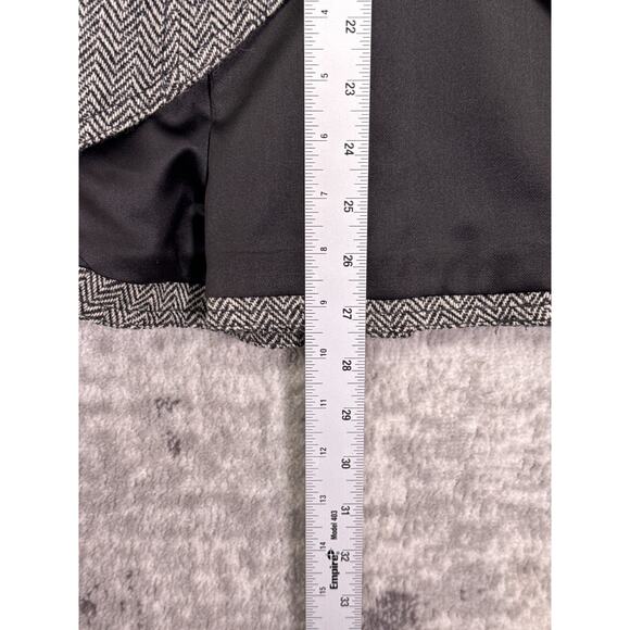 Smythe Tweed Blazer 4 Womens Gray Wool Herringbone Leather Elbow Patch Jacket - Picture 6 of 7